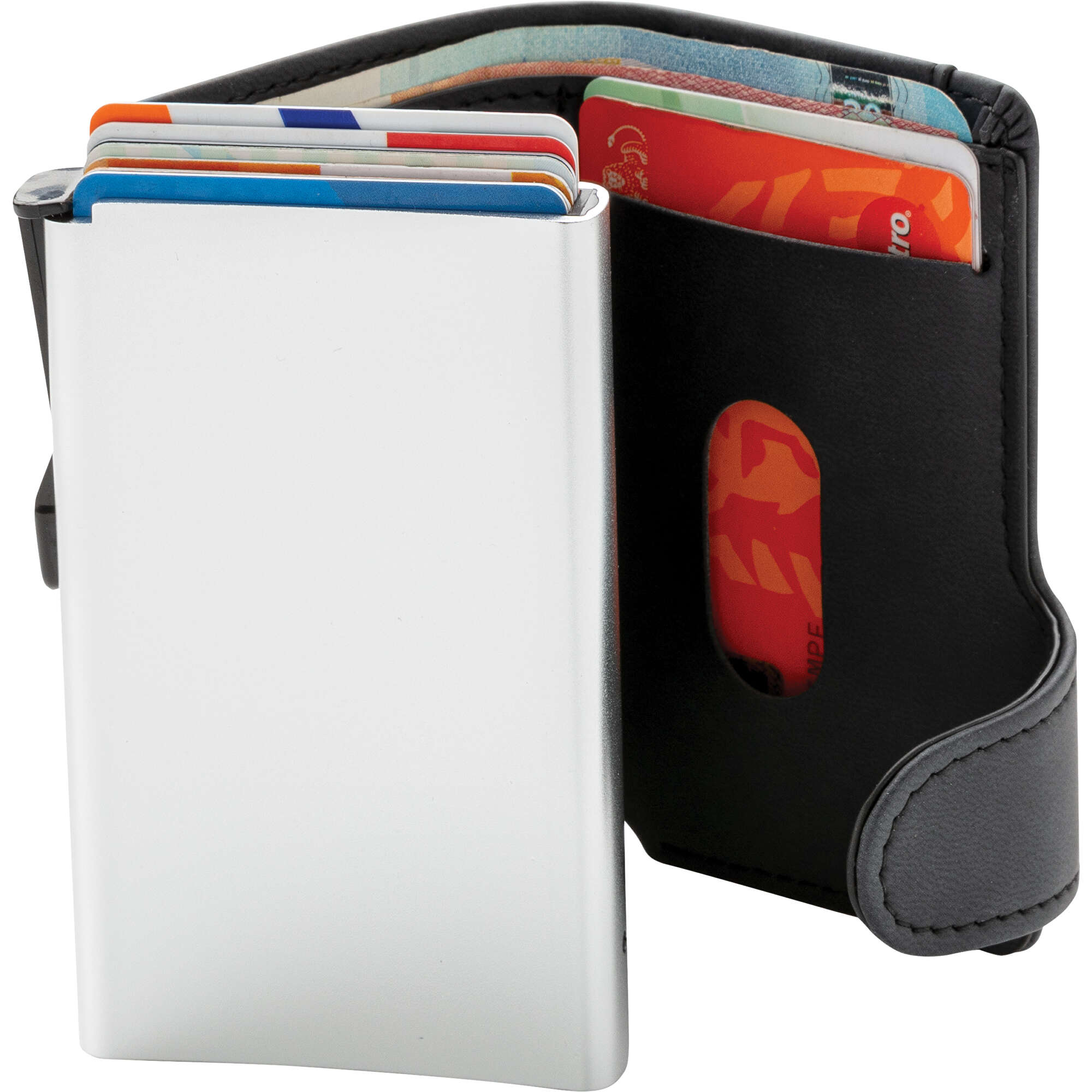 RFID Kartenhalter mit PU-Börse (schwarz, Aluminium, 84g) als ...