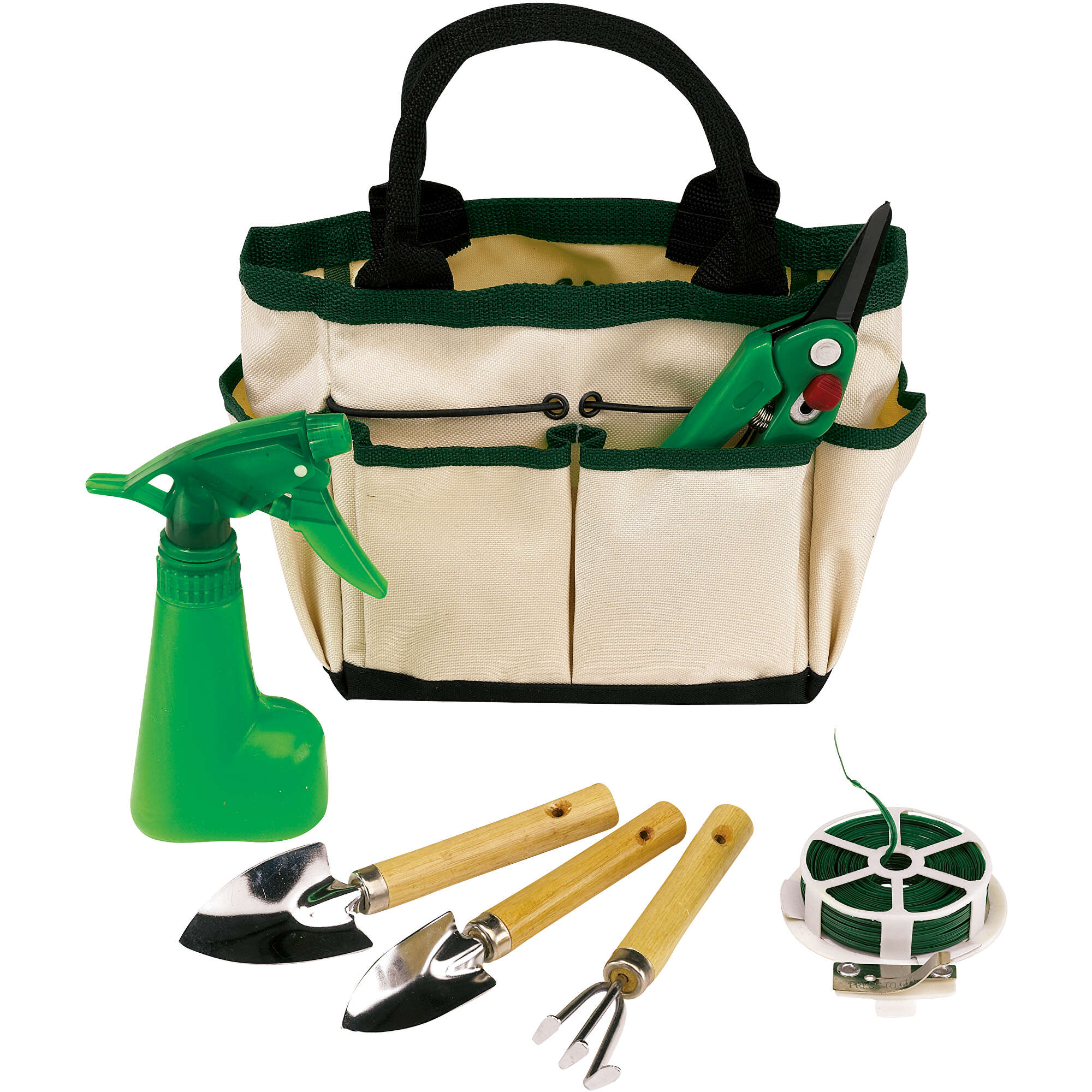 Set de jardinería BOTANIC (beige, verde, Poliéster / Metal / Madera