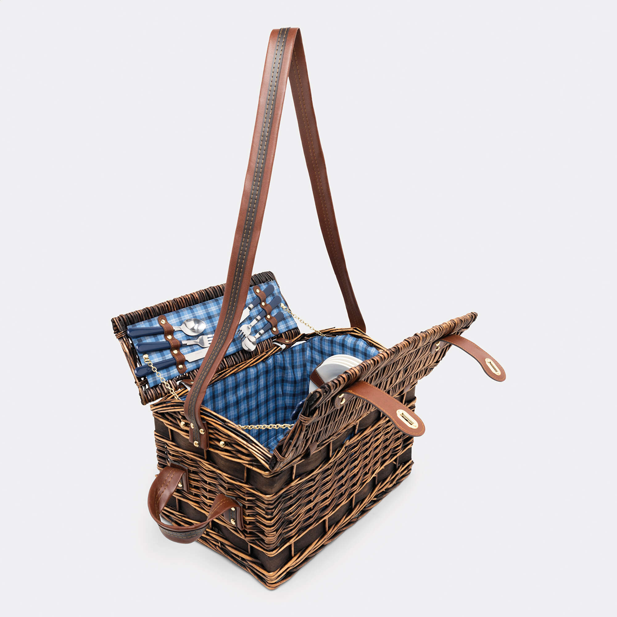 Panier à pique-nique SUMMERTIME (bleu, Bois, 3925g) comme objets ...