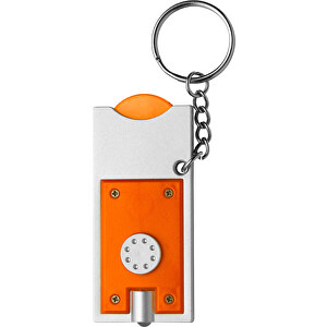 Schlüsselanhänger Spotlight , orange, PS, Metall, 7,00cm x 0,70cm x 3,00cm (Länge x Höhe x Breite)