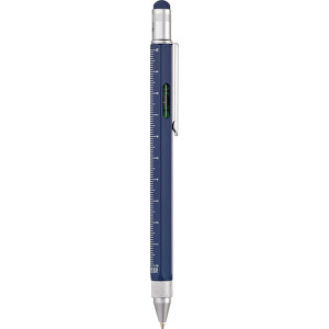 TROIKA Multitasking-Kugelschreiber CONSTRUCTION , Troika, blau, silberfarben, Messing, 15,00cm x 1,30cm x 1,10cm (Länge x Höhe x Breite)