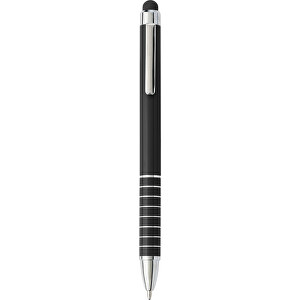 Kugelschreiber Speedtouch , schwarz, Aluminium, Kautschuk, 12,50cm (Höhe)