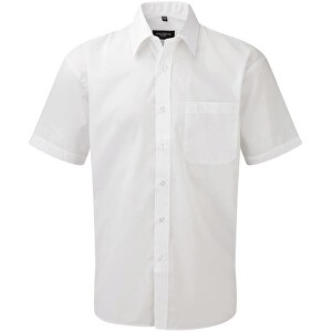 Kurzärmeliges Popeline-Hemd , Russell, weiss, 65 % Polyester / 35 % Baumwolle, 2XL, 