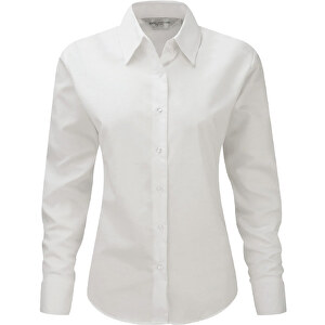 Langärmelige Oxford Damenbluse , Russell, weiss, 70 % Baumwolle / 30 % Polyester, 2XL, 