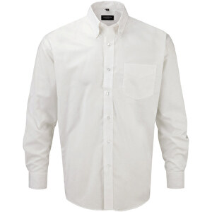 Langärmliges Oxford-Hemd , Russell, weiß, 70 % Baumwolle / 30 % Polyester, 2XL, 