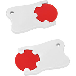 Chiphalter Mit 1€-Chip 'Zahn' , rot, weiß, ABS, 4,90cm x 0,40cm x 3,10cm (Länge x Höhe x Breite)