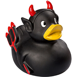 Quietsche-Ente Teufel , schwarz, Material: PVC, 8,00cm x 8,00cm x 7,00cm (Länge x Höhe x Breite)