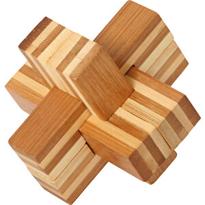 Bambus-Puzzle Teufelsknoten , Bambus, 8,60cm x 7,70cm x 8,90cm (Länge x Höhe x Breite)