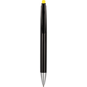 Kugelschreiber Roxi Schwarz , Promo Effects, schwarz / gelb, Kunststoff, 14,10cm (Länge)