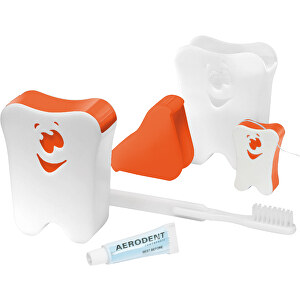 Reise-Zahnpflege-Set 'Gesicht' , weiß, orange, ABS+PP, 6,80cm x 8,90cm x 2,80cm (Länge x Höhe x Breite)