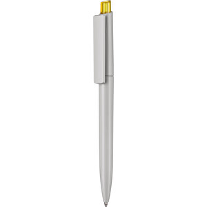 Kugelschreiber CREST RECYCLED , Ritter-Pen, grau recycled/ananas-gelb TR/FR, ABS-Kunststoff, 14,90cm (Länge)