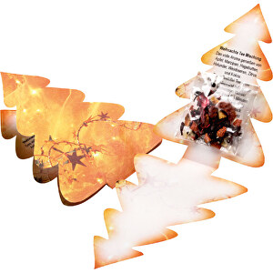 Klappkärtchen Weihnachtsbaum , weiß, Papier, Folie, Tee, 9,00cm x 11,80cm (Länge x Breite)