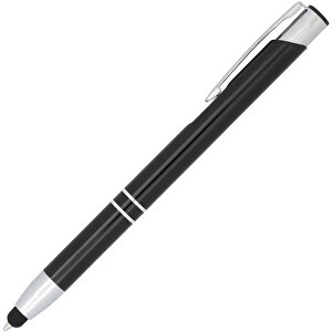 Moneta Kugelschreiber Mit Metall Touchpen , schwarz, Aluminium, 13,80cm x 13,50cm (Länge x Höhe)