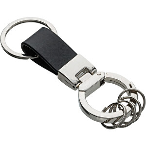 Schlüsselanhänger RE98-MONCOFA , Re98, schwarz, Metall, Kunstleder, 10,50cm x 1,20cm x 3,50cm (Länge x Höhe x Breite)