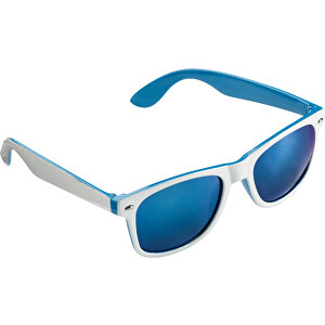 Sonnenbrille Jeffrey 400UV , weiß / blau, Polycarbonat, 14,50cm x 4,80cm x 14,50cm (Länge x Höhe x Breite)