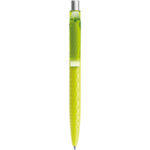 Prodir QS01 PMT Push Kugelschreiber , Prodir, gelbgrün/silber satiniert, Kunststoff/Metall, 14,10cm x 1,60cm (Länge x Breite)