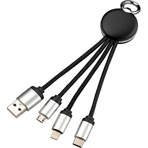 Multifunktions USB-Kabel Light Up , Promo Effects, schwarz, ABS/Metall, 16,50cm x 1,00cm x 5,00cm (Länge x Höhe x Breite)