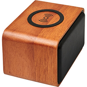 Wooden Lautsprecher Mit Kabellosem Lade-Pad , holz, ABS Kunststoff, Mahagoni Holz, 10,80cm x 7,80cm x 7,00cm (Länge x Höhe x Breite)