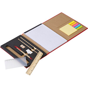 Stationäres Set , rot, Papier & Holz, 15,50cm x 21,00cm x 2,50cm (Länge x Höhe x Breite)