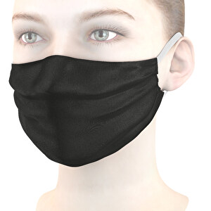 Mund-Nasen-Maske , schwarz, Polyester, 11,00cm x 9,00cm (Länge x Breite)
