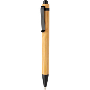 Bambus Kugelschreiber, Schwarz , schwarz, Bambus, 1,00cm x 13,70cm (Länge x Höhe)