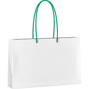 Tragetasche Classic 6 Mit Kunststoffkordeln , grün/weiß, White Chrom Papier, 37,00cm x 24,00cm x 9,00cm (Länge x Höhe x Breite)