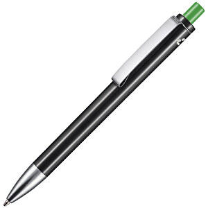 Kugelschreiber EXOS RECYCLED P , Ritter-Pen, schwarz/apfelgrün, ABS u. Metall, 14,10cm (Länge)