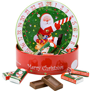 Runder Schokoladen Adventskalender , Gemischt, 12,20cm x 3,70cm x 12,20cm (Länge x Höhe x Breite)