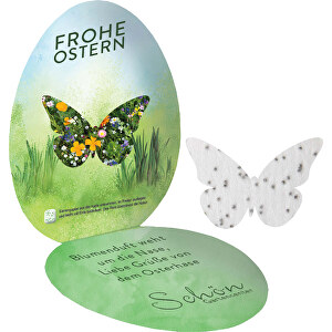 Schmetterling Samenpapier Im Klappkärtchen Ei , individuell, Papier, Saatgut, 10,60cm x 8,50cm (Länge x Breite)