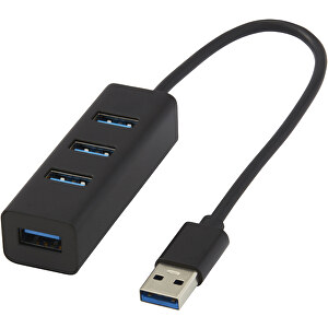 Adapt USB 3.0-Hub Aus Aluminium , schwarz, Aluminium, ABS Kunststoff, 7,10cm x 1,80cm x 2,30cm (Länge x Höhe x Breite)