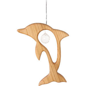Holzhänger Delfin Mit Kristall , , 13,00cm x 2,00cm x 10,00cm (Länge x Höhe x Breite)