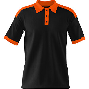 Poloshirt Individuell Gestaltbar , schwarz / orange, 200gsm Poly / Cotton Pique, XL, 76,00cm x 59,00cm (Höhe x Breite)