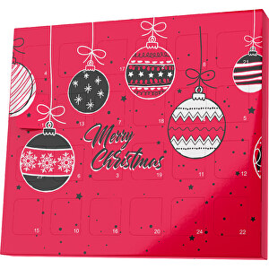 XS Adventskalender Weihnachtskugeln , Brandt, ampelrot / schwarz, Vollkartonhülle, weiß, 1,60cm x 12,00cm x 14,00cm (Länge x Höhe x Breite)