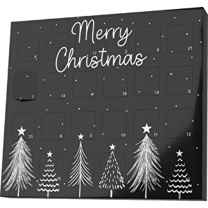 XS Adventskalender Merry Christmas Tanne , M&M's, schwarz / weiss, Vollkartonhülle, weiss, 1,60cm x 12,00cm x 14,00cm (Länge x Höhe x Breite)
