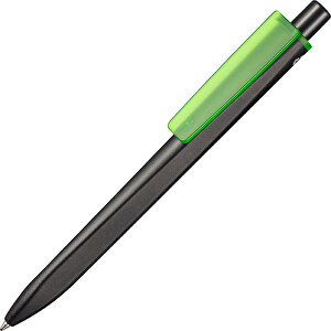 Kugelschreiber RIDGE SCHWARZ RECYCLED , Ritter-Pen, schwarz recycled/grün transp. recycled, ABS-Kunststoff, 141,00cm (Länge)