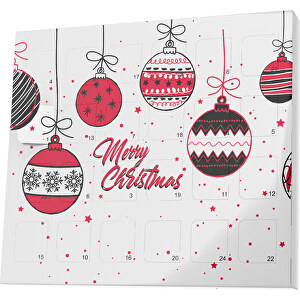 XS Adventskalender Weihnachtskugeln , Brandt, weiß / dunkelrot, Vollkartonhülle, weiß, 1,60cm x 12,00cm x 14,00cm (Länge x Höhe x Breite)
