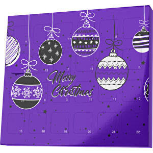 XS Adventskalender Weihnachtskugeln , Brandt, violet / schwarz, Vollkartonhülle, weiß, 1,60cm x 12,00cm x 14,00cm (Länge x Höhe x Breite)
