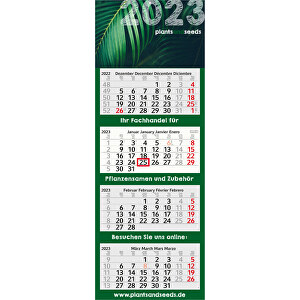 4-Monats-Kalender Profil 4 Green+blue Inkl. 4C-Druck , hellgrau rot, Recyclingpapier, 90,00cm x 33,00cm (Länge x Breite)