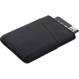 7219 | Valenta Card Case Pocket Duo , schwarz, Echtes Leder, 9,50cm x 1,20cm x 7,00cm (Länge x Höhe x Breite)