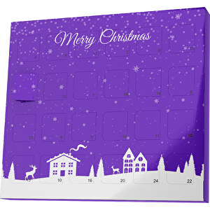 XS Adventskalender Weihnachtsdorf , M&M's, violet / weiss, Vollkartonhülle, weiss, 1,60cm x 12,00cm x 14,00cm (Länge x Höhe x Breite)