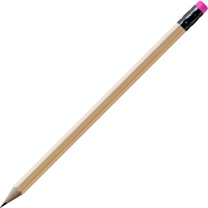 Bleistift, Natur, 6-eckig, Kapsel Schwarz , natur / neonpink, Holz, 18,50cm x 0,70cm x 0,70cm (Länge x Höhe x Breite)