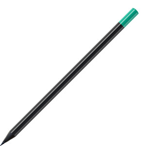 Bleistift, Schwarz Durchgefärbt, Rund, Schwarz Lackiert , schwarz / hellgrün, Holz, 17,50cm (Länge)