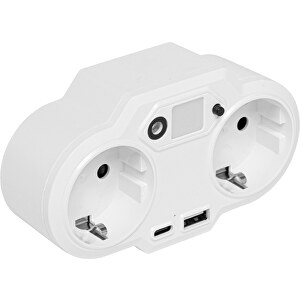 USB-Adapter-Stecker-Netzteil Mit Nachtlicht ENDLESS POWER NIGHT , weiß, Kunststoff, 12,00cm x 8,00cm x 7,00cm (Länge x Höhe x Breite)