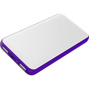 Duale Powerbank CustomColor Ink. Wireless Charger , weiß / violet, ABS-Kunststoff, Polycarbonat (PC), 15,30cm x 1,20cm x 7,60cm (Länge x Höhe x Breite)
