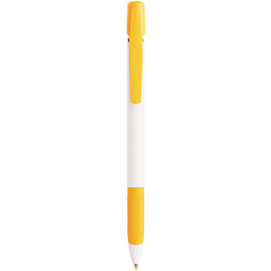 BIC® Media Clic Grip Kugelschreiber , BiC, weiß/gelb, Kunststoff, 14,70cm x 1,30cm (Länge x Breite)