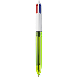 BIC® 4 Colours Fluo Kugelschreiber Siebdruck , BiC, transparentes gelb, Kunststoff, 14,40cm x 1,60cm (Länge x Breite)