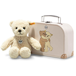 Mila Teddybär Im Koffer , beige, aus kuschelweichem Plüsch, 20,00cm x 9,50cm x 15,50cm (Länge x Höhe x Breite)