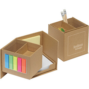 Zettelbox Karton , beige, PAP+PET, 10,30cm x 8,90cm x 10,30cm (Länge x Höhe x Breite)