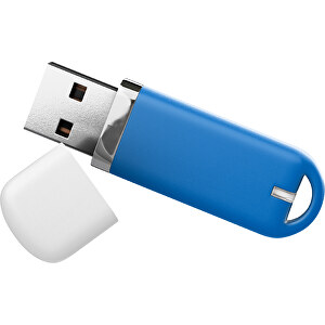 USB-Stick StylishDrive 2.0 , kobaltblau / weiß MB , 1 GB , Gummiplastik, Kunststoff MB , 6,20cm x 0,75cm x 2,00cm (Länge x Höhe x Breite)