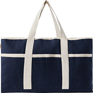 VINGA Volonne AWARE™ Strandtasche Aus Recyceltem Canvas , navy blau, Baumwolle - recycelt, 34,00cm x 21,00cm (Länge x Höhe)